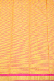 Yellow Floral Motifs Chanderi Printed Silk Cotton Saree 10077374