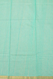 Light Teal Blue Chanderi Printed Silk Cotton Saree 10077383