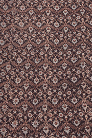 Black Ajrakh Printed Mulmul Cotton Saree 10077401