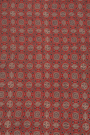 Brown Ajrakh Printed Mulmul Cotton Saree With Floral Border 10077402