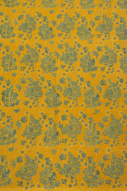 Yellow Ajrakh Printed Mulmul Cotton Saree 10077407