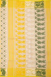 Yellow Handloom Jamdani Cotton Saree 10077529