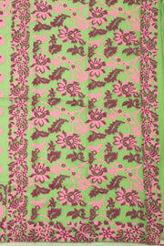 Pista Green Handloom Jamdani Cotton Saree with Floral Motifs 10077536