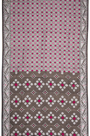 Black Handloom Jamdani Cotton Saree with Floral Motifs 10077542
