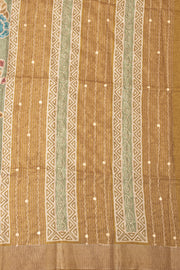 Mustard Yellow Batik Printed Semi Tussar Silk Saree 10077986