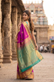 Purple Kanjivaram Vegan Silk Saree with Contrast Pallu 10074871