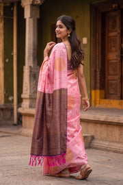 Pink Jute Weave Kanjivaram Vegan Silk Saree 10075707