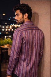 Purple Full Sleeve Vanaspathi Print Modal Silk Mens Shirt 10074061