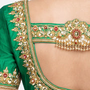 Green Aari Embroidered Silk Blouse 10068915