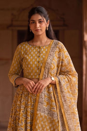 Mustard Yellow Hand Block Printed Chaniya Choli With Kota Doria Dupatta 10066332