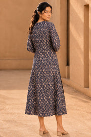 Blue Hand Block Printed Cotton Dress 10077641