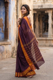 Purple Handloom Chettinad Cotton Saree 10075873