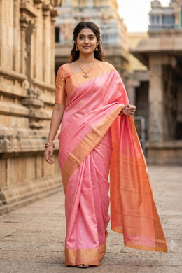 Pink Monotone Kanjivaram Silk Saree 10077913