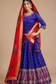 Violet Handcrafted Paithani Lehenga - 10065965