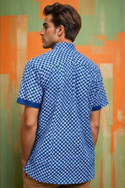 Indigo Handblock Print Pre-Washed Pure Cotton Shirt 10074403