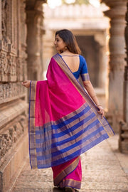 Festival Pink Mysore Crepe Silk Saree With Zari Border 10076669
