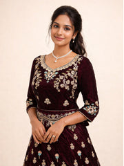 Violet Net Silk Embroidered Lehenga 10076886