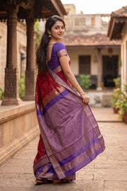 Maroon Kanjivaram Vegan Silk Saree with Contrast Pallu 10073874