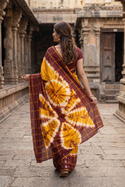 Mustard Yellow Sungudi Cotton Saree 10078011