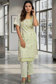 Green Sequin Embroidery Viscose Silk Salwar Suit 10076194