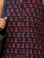 Black Jahota Hand block Printed Women Sleevless Shirt 10077194