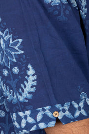Indigo Handblock Print Pre-Washed Pure Cotton Shirt 10074614