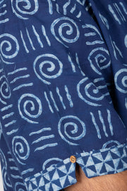 Indigo Handblock Print Pre-Washed Pure Cotton Shirt 10074613