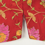 Red Hand Embroidered Net Silk Blouse - Avishya