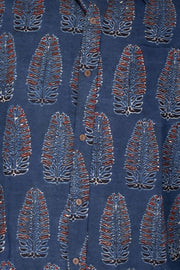 Blue Full Sleeve Ajrakh Printed Cotton Mens Shirt 10071163