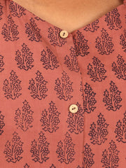Rust Orange Bagh Printed Women Sleevless Shirt  10077185