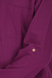 Purple Full Sleeve Slub Cotton Solid Style Men's Kurta 10074256