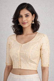 White Aari Embroidered Chanderi Silk Cotton Blouse 10068201