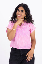 Pink Handcrafted Cotton Crop Top 10073244