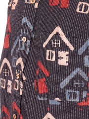 Black Half Sleeve Ajrakh Printed Cotton Mens Shirt 10073059