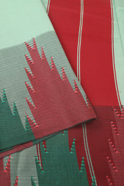 Light Mint Green Kanjivaram Vegan Silk Saree with Temple Border 10077947