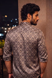 Grey Full Sleeve Vanaspathi Print Modal Silk Mens Shirt 10074059