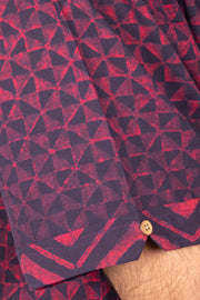 Indigo Handblock Print Pre-Washed Pure Cotton Crop Shirt 10074617