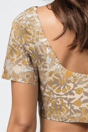 Brown Hand Block Vanaspathi Printed Cotton Blouse 10074475