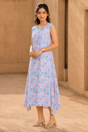 Blossom Pink Hand Block Printed Cotton Dress 10077629