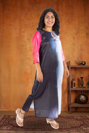 Black Printed Vegan Charmeuse Silk Dress 10073751