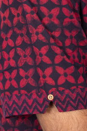 Indigo Handblock Print Pre-Washed Pure Cotton Crop Shirt 10074627