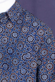 Blue Half Sleeve Ajrakh Printed Cotton Mens Shirt 10071091