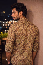 Yellow Full Sleeve Vanaspathi Print Modal Silk Mens Shirt 10074064