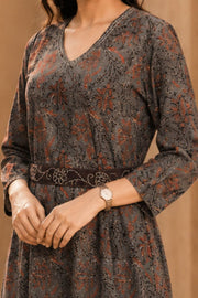Indigo Blue Hand Block Printed Cotton Dress 10077636