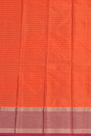 Orange Vegan Silk Kanjivaram Saree with Stripe Design 10077933