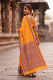 Orange Handloom Kanchi Cotton Saree 10071684