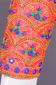 Pink Aari Embroidered Silk Blouse 10077731