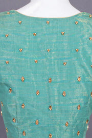 Green Aari Embroidered Chanderi Silk Cotton Blouse 10077776