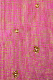 Pink Aari Embroidered Chanderi Silk Cotton Blouse 10077770