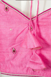 Pink Aari Embroidered Raw Silk Blouse 10077766